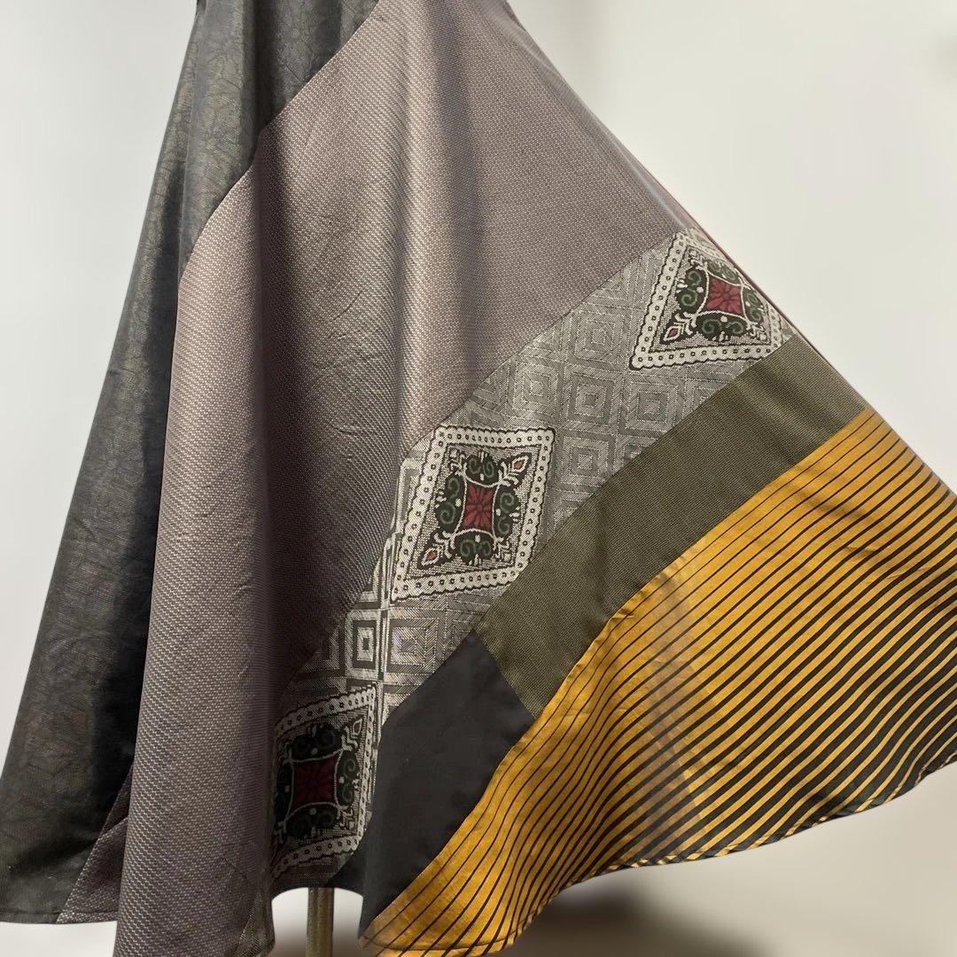 着物ワンピーステントラインロング丈《4》大島紬や紬等(7マルキ含)M〜L