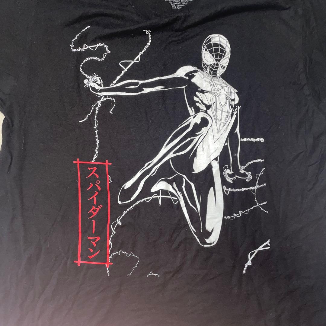 MARVEL マーベル 海外古着 日本語スパイダーマン Tシャツ 黒赤 希少