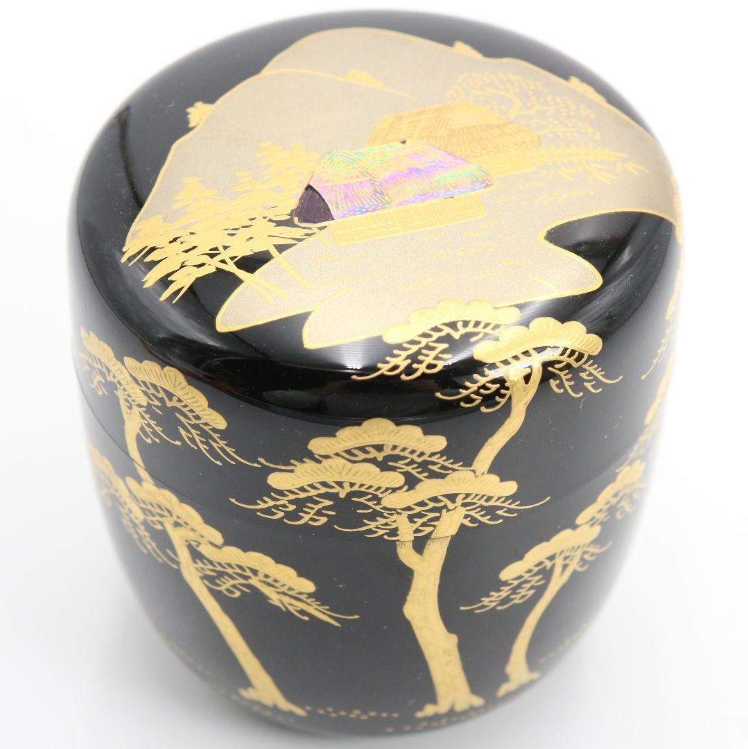 木村表哲作 葛家蒔絵 大棗 螺鈿細工 薄茶器 茶道具 共箱共布 V1045