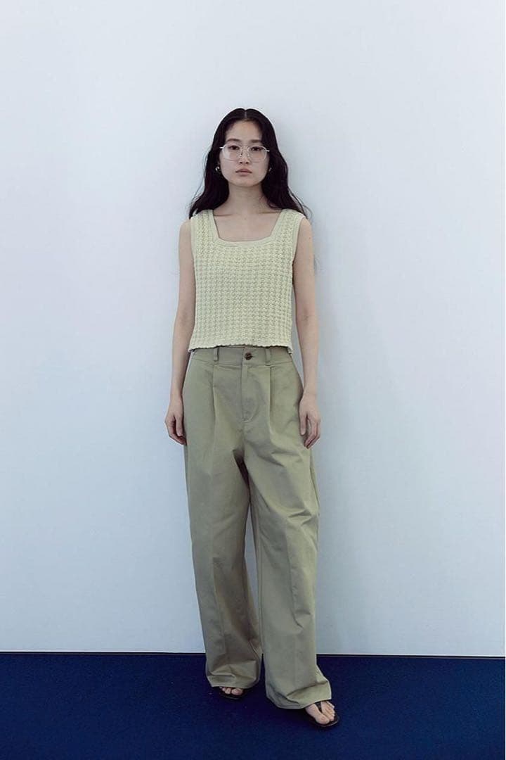 専用！MEER. WIDE COCOON CHINO PANTS ORGANIC COTTON SILK HIGH COUNT TYPEWRITER COCOON WIDE EASY PANTS