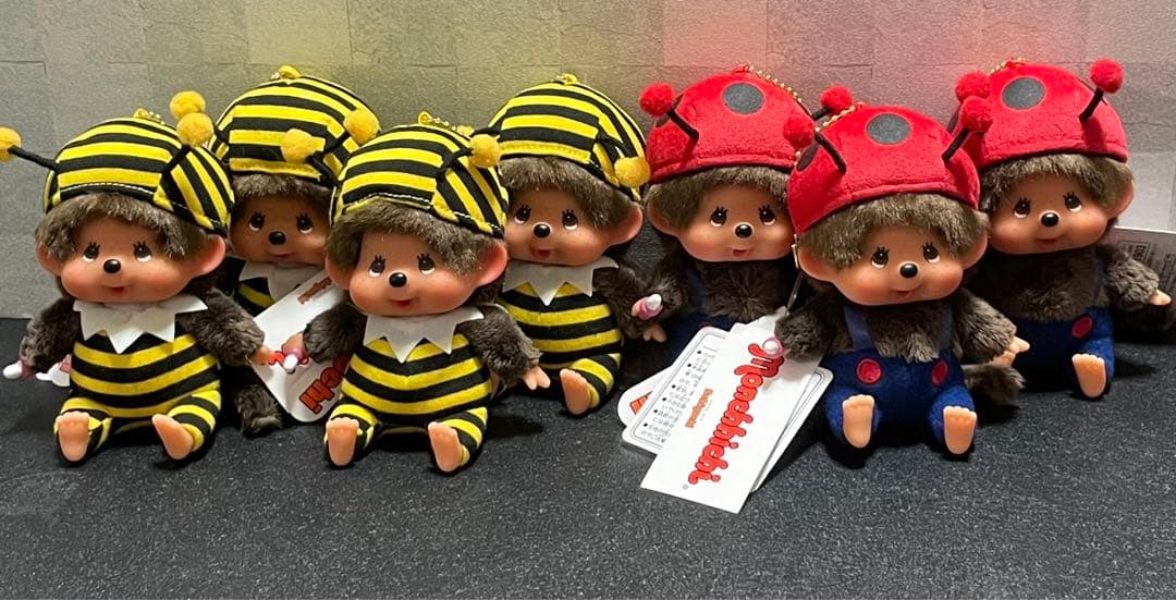 モンチッチ ミツバチ てんとう虫 レア 顔でかキーチェーン SS 7点