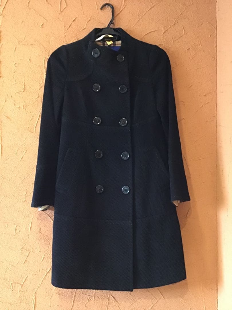 バーバリーブルーレーベル】美品アンゴラウールコート 黒 38 - メルカリ