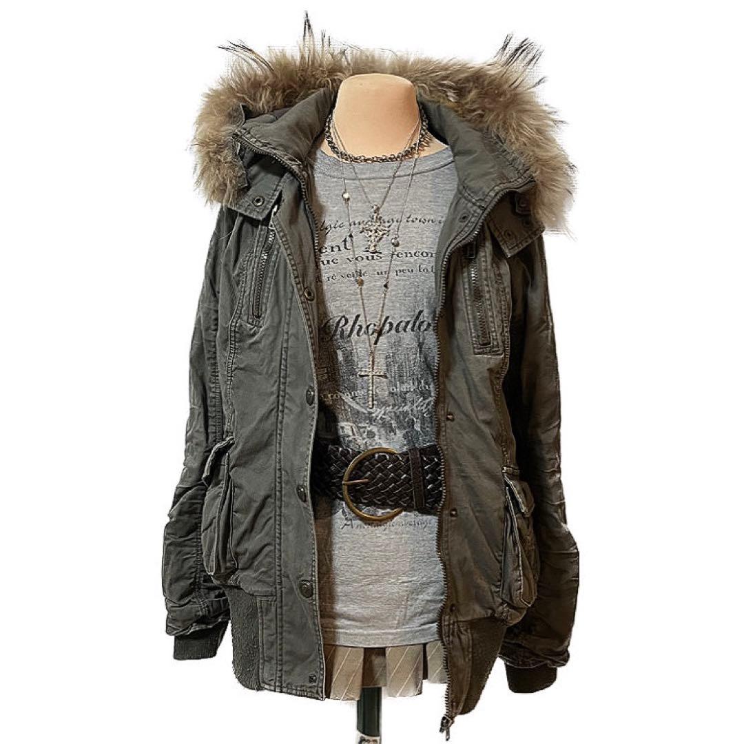 Y2K 平成ギャル 平成 ギャル 平成ファッション モッズコート 00 ファー