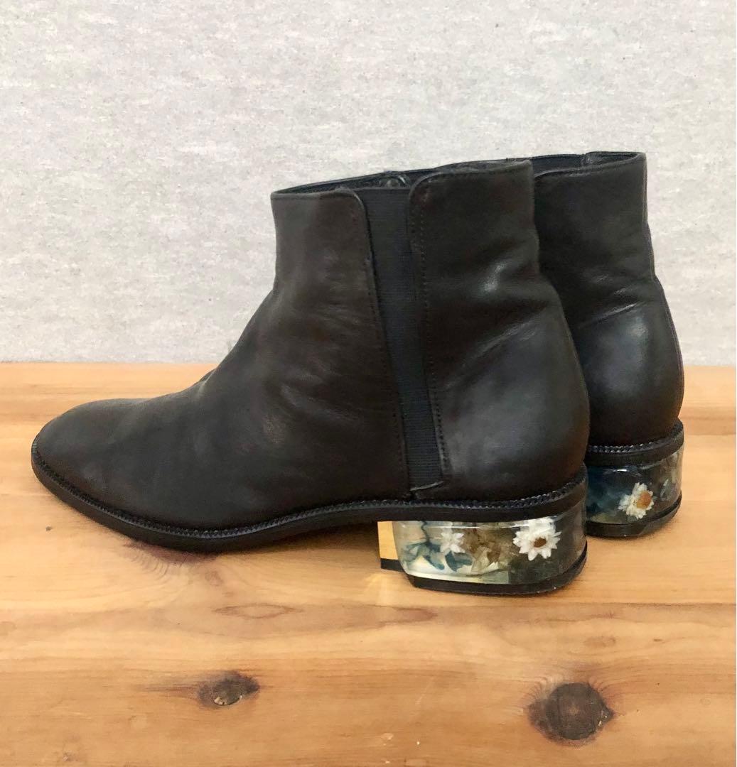 極美品⭐️MABATAKI美雨ショートブーツ《ヒールには本物の青い紫陽花✨》