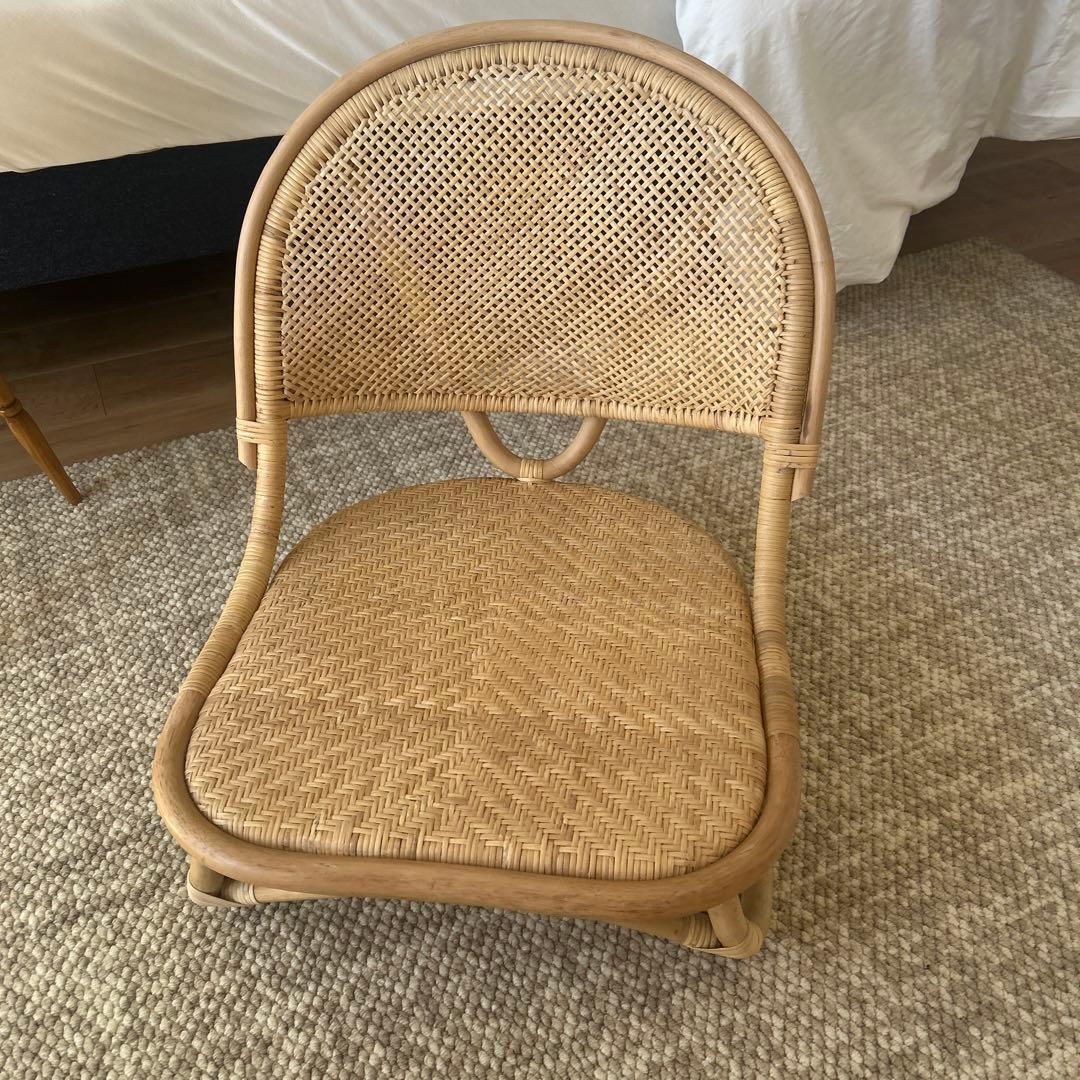 ラタン製カジュアルローチェア 籐 座椅子 角形 ローチェア ラタン製 籐家具 座面高15cm （ ラタン
