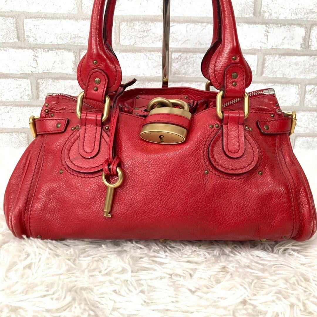 Chloe クロエ パディントン ハンドバッグ 南京錠 赤 - メルカリ