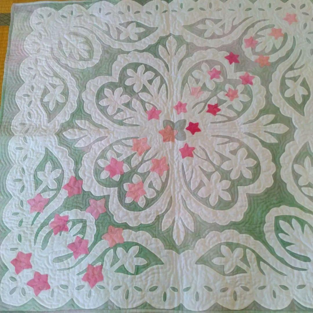 ハワイアンキルト　プルメリアレースのタペストリー新作品 プルメリアのタペストリー ハワイアンキルトキット | Hawaiian quilt Kai