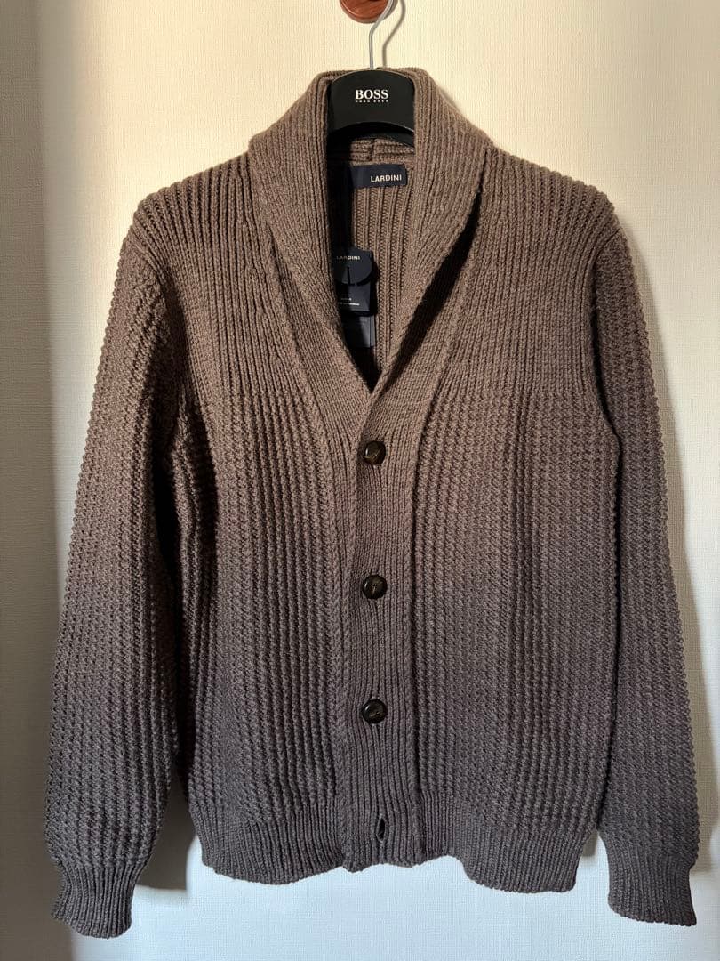 LARDINI ショールカラー ニットカーディガン LARDINI（ラルディーニ） 美品 ショールカラー ニット カーディガン