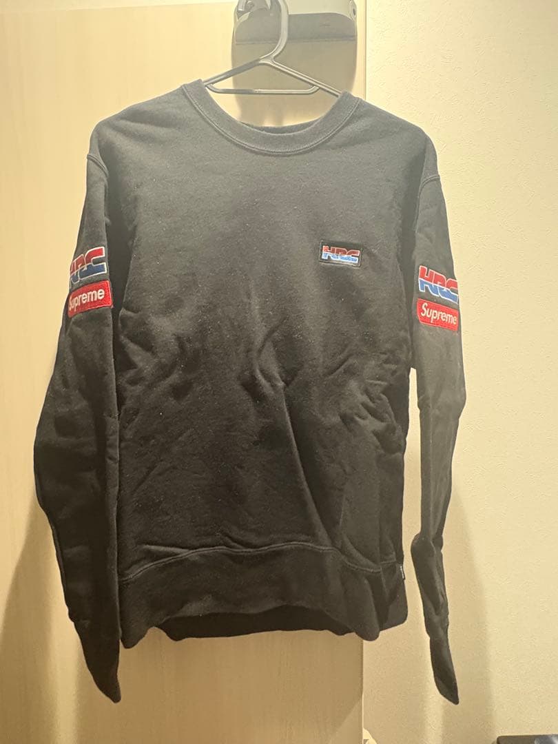 Supreme HONDA Fox Racing Crew Neck S 黒 Supreme / Honda / Fox Racing Crewneck 