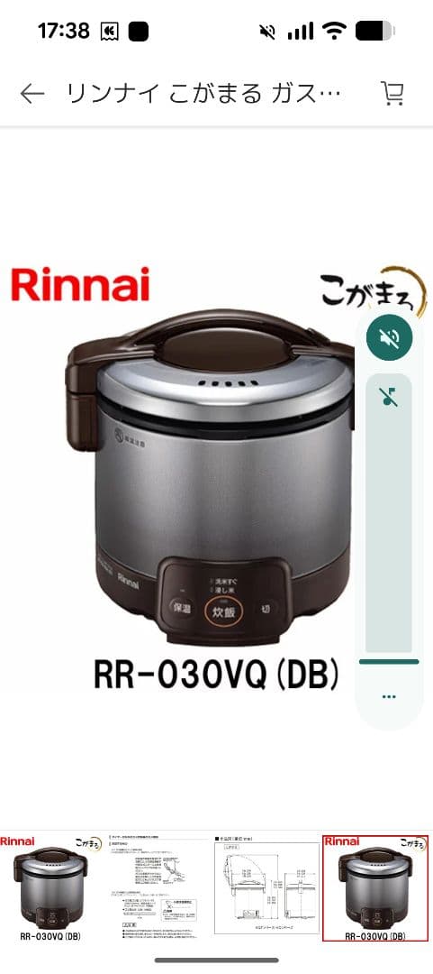 ドキンちゃん専用 Rinnai ガス炊飯器 RR-030VQ (DB) Amazon.co.jp: リンナイ ガス炊飯器 RR-030VQ（DB）都市ガス用