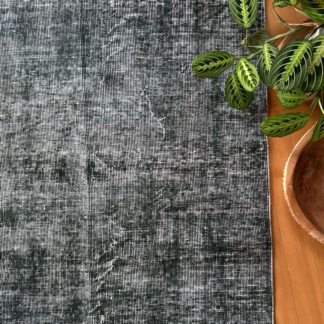 94.5×206ビリジアングリーン ワンカラーラグ トルコヴィンテージラグ