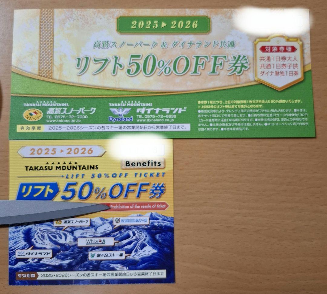 高鷲スノーパーク&ダイナランド 半額券 - メルカリ