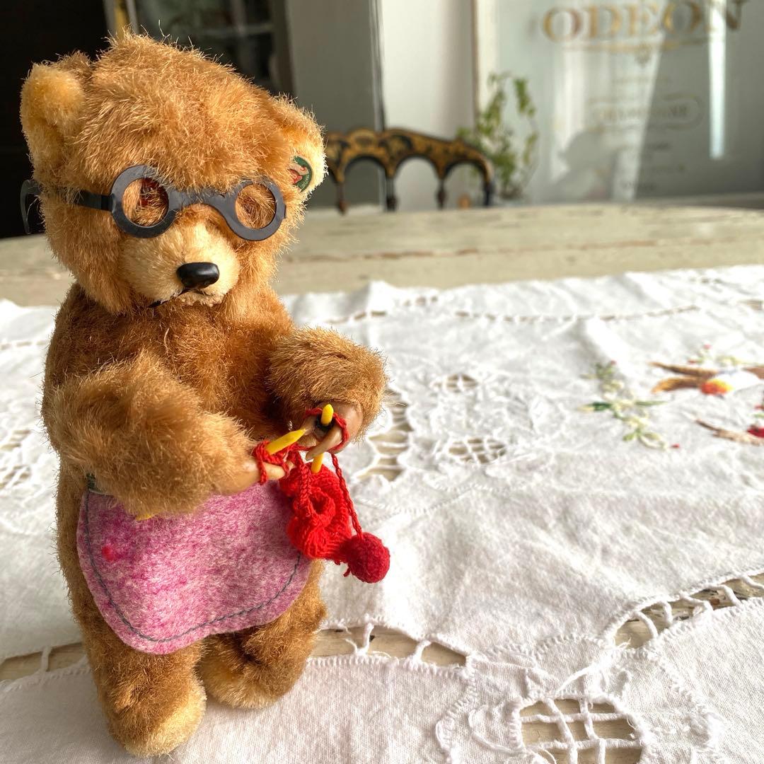 アンティーク ビンテージベア ゼンマイ仕掛け 編み物ベア max carl