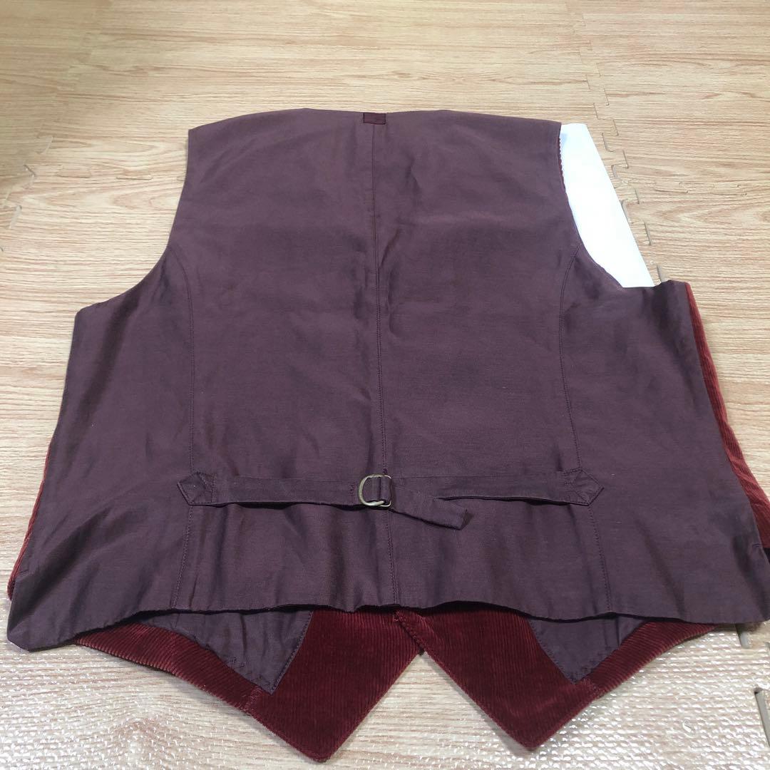 Kujira.9000様専用美品Papasカシミ混ワインレッド系コーデュロベスト