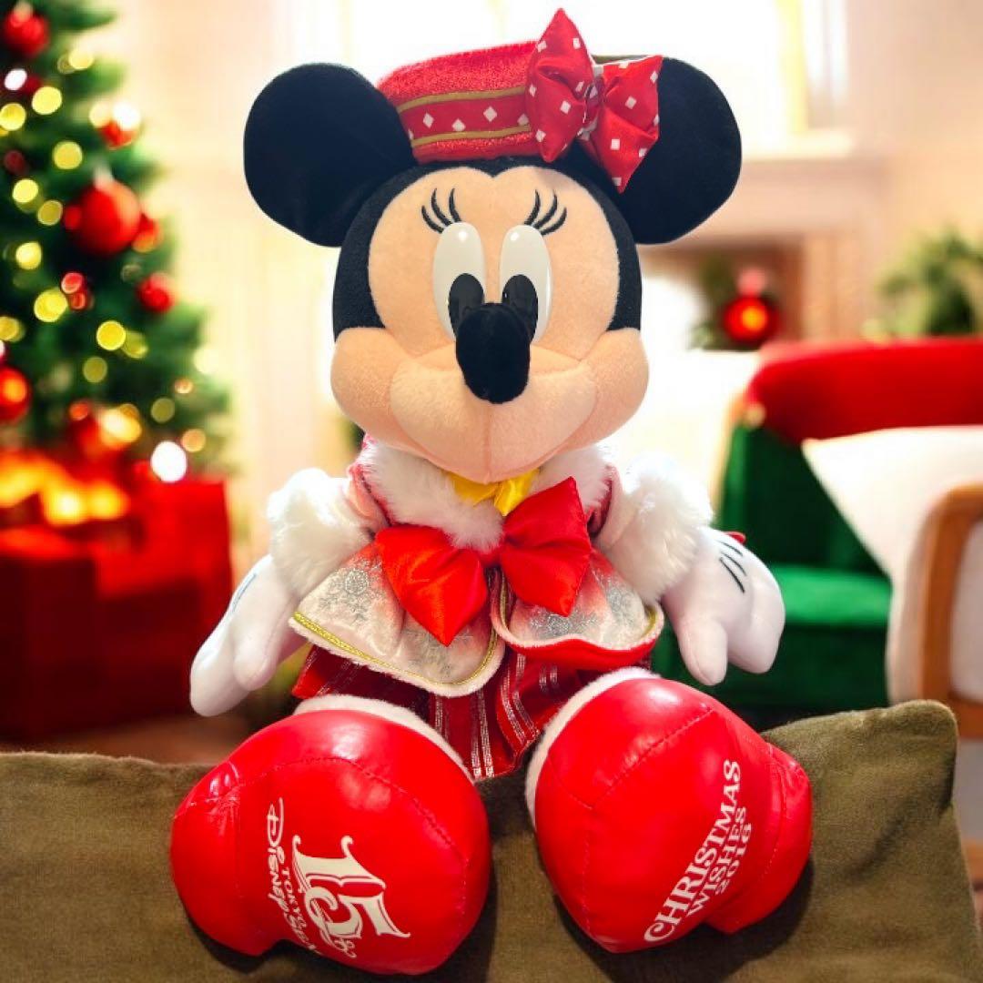 ディズニーシー15周年 ディズニークリスマス ミニーマウス ぬいぐるみ