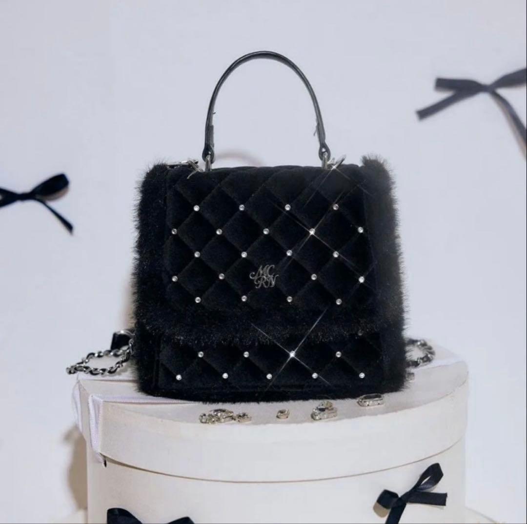 michellMacaron ミシェルマカロン ベロアファーミニバッグ - メルカリ