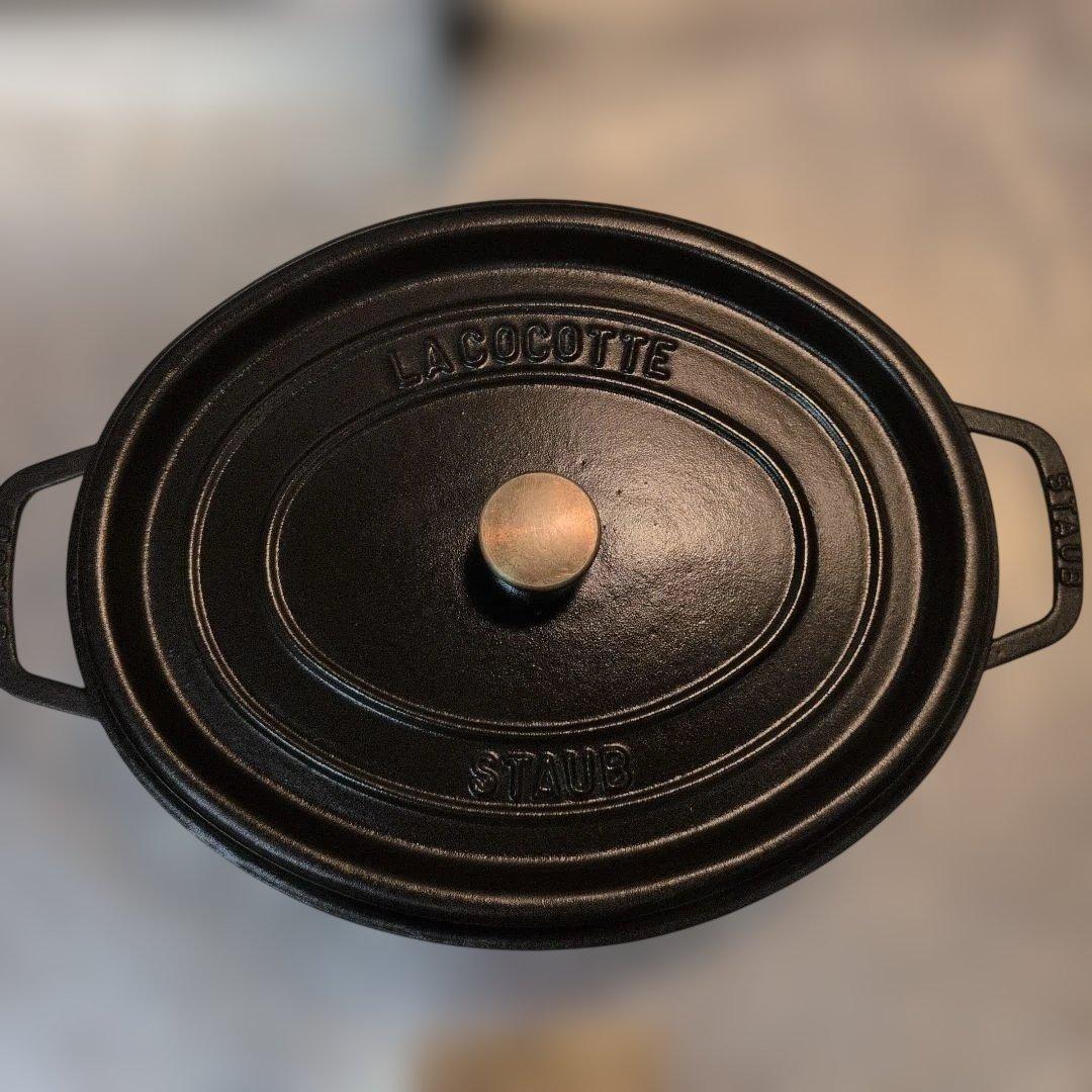 気まぐれ値下げ②STAUB ストウブ ココット オーバル 31cm ストウブ 鋳物ホーロー鍋 ピコ・ココット 31 cm, オーバル, グレー