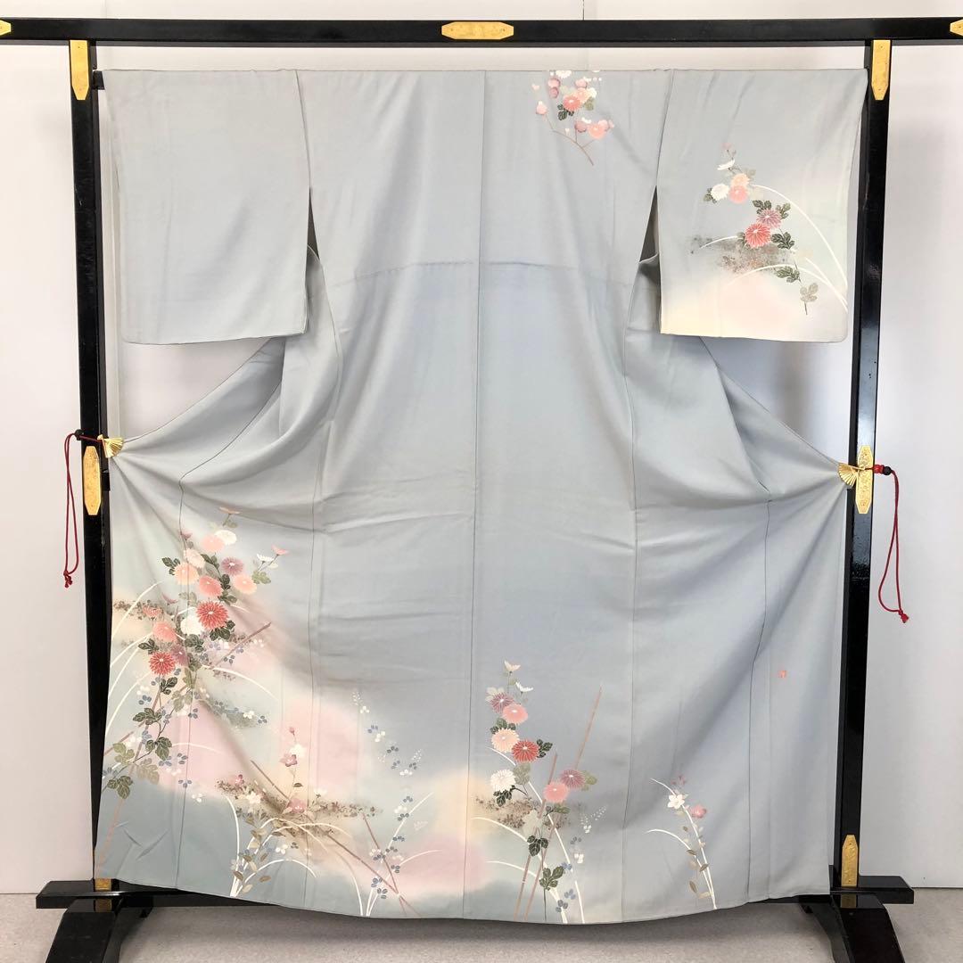 付下げ 作家物 菊の花模様 金彩 丹後縮緬 ガード加工 KK-2409 tu2401001-1.jpg