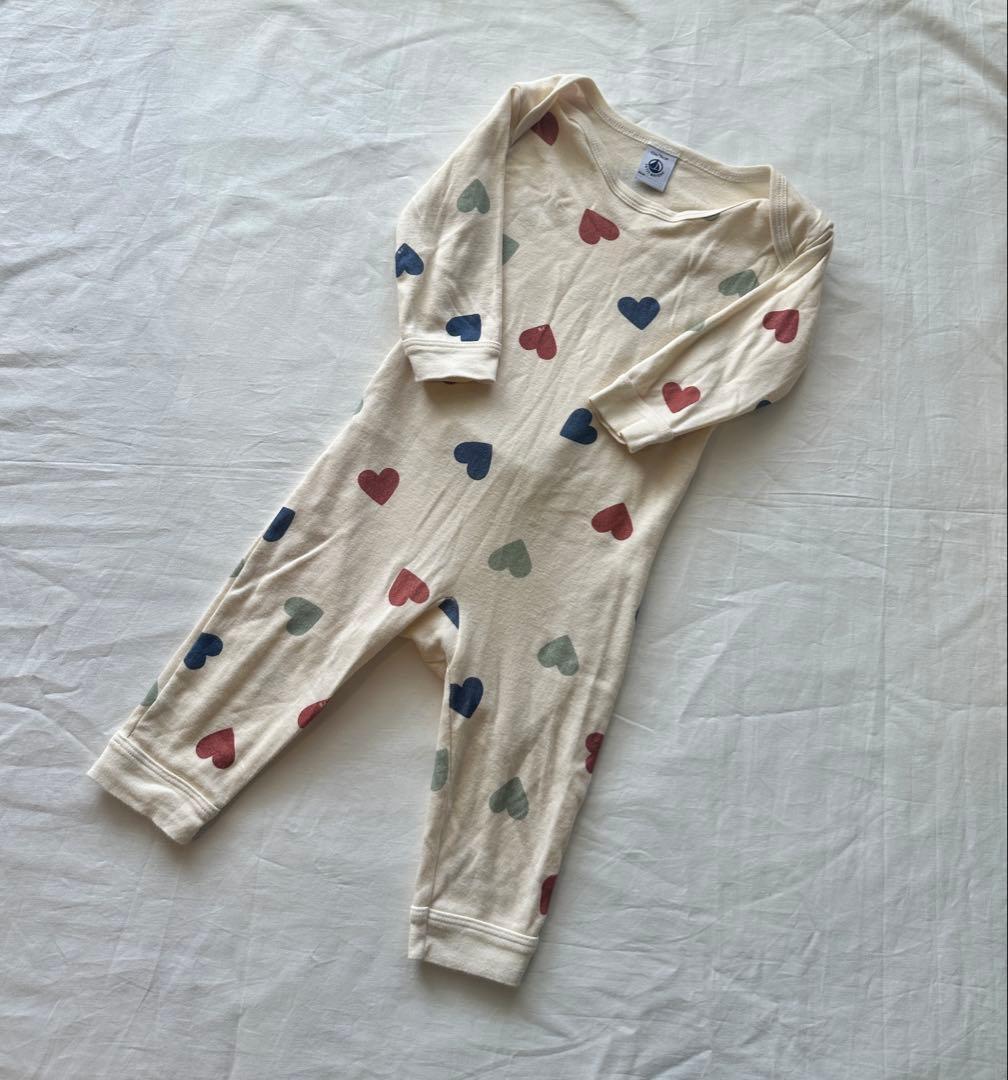 プチバトー ハート柄 スナップレスロンパース 12m 74 - メルカリ