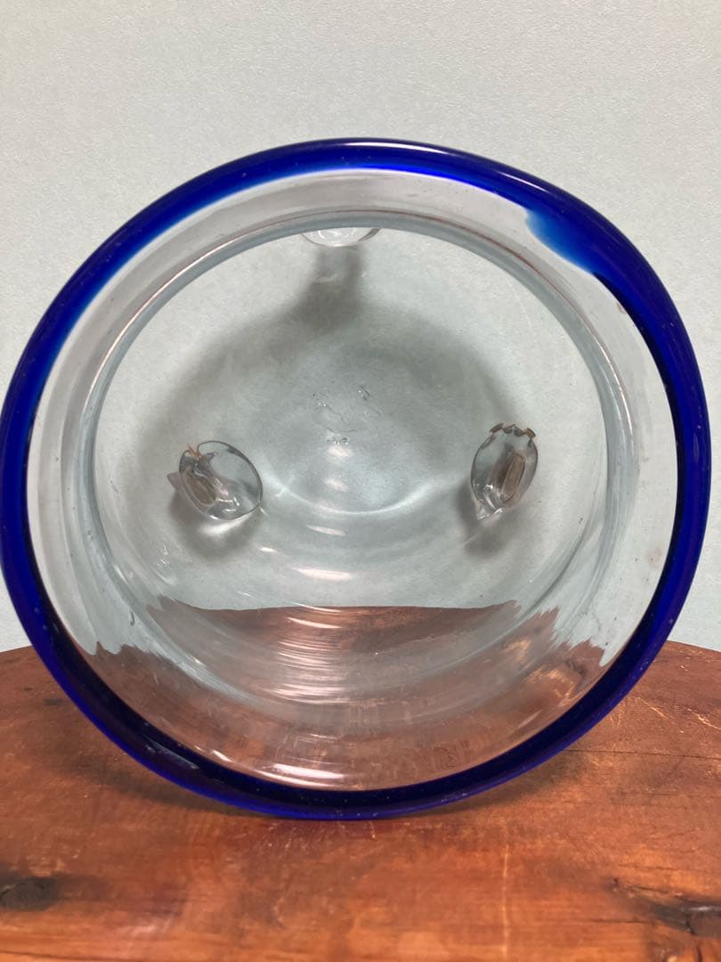 大正時代の吹きガラス製三つ脚金魚鉢◇レトロガラス◇和ガラス