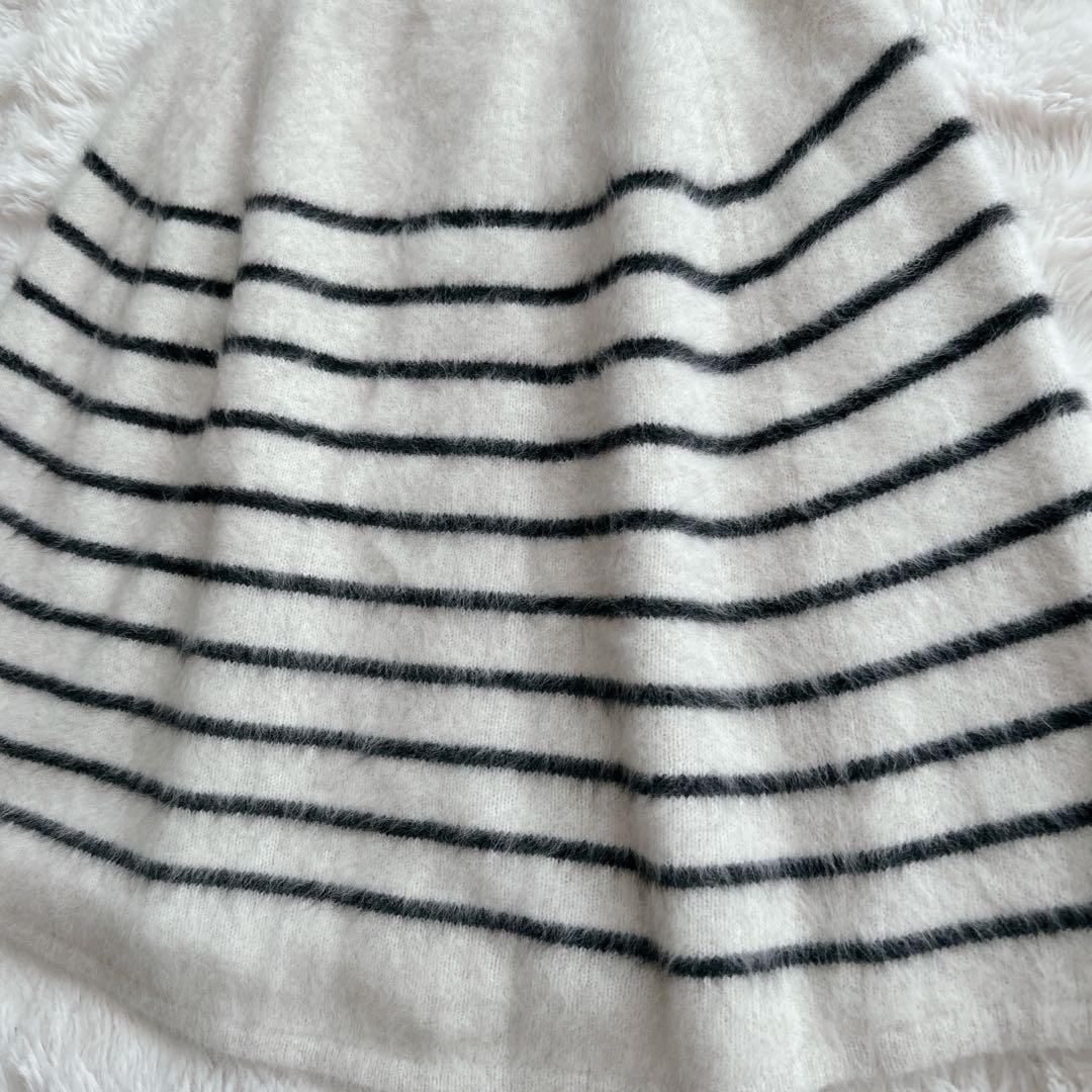 ビアズリー☆ ファーニットポンチョ フォックス カシミヤ ボーダー