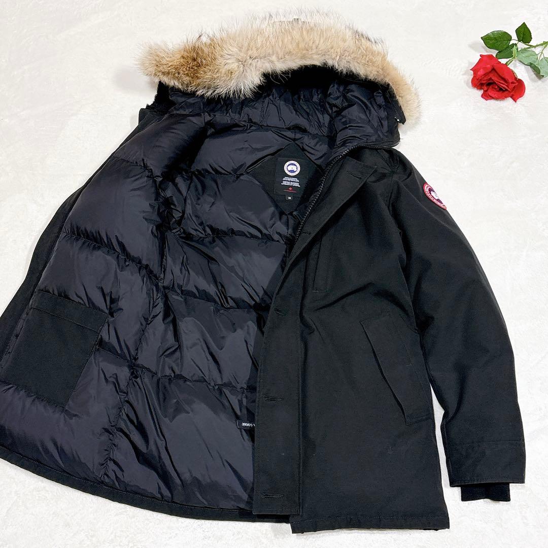 新品同様✨　カナダグース　ダウンジャケット　ファー　ブラック　L メンズ 新品 CANADA GOOSE カナダグース Crofton Puffer Black Label クロフト