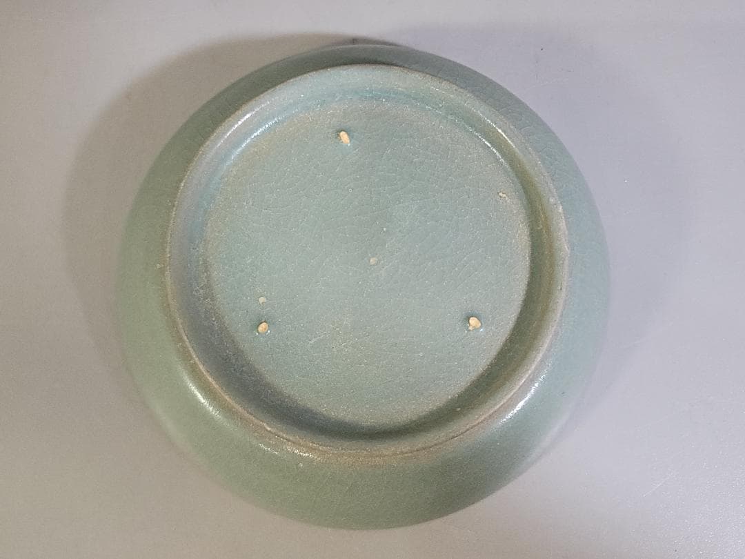 中国美術 青釉 皿 幅 13.5cm DT409