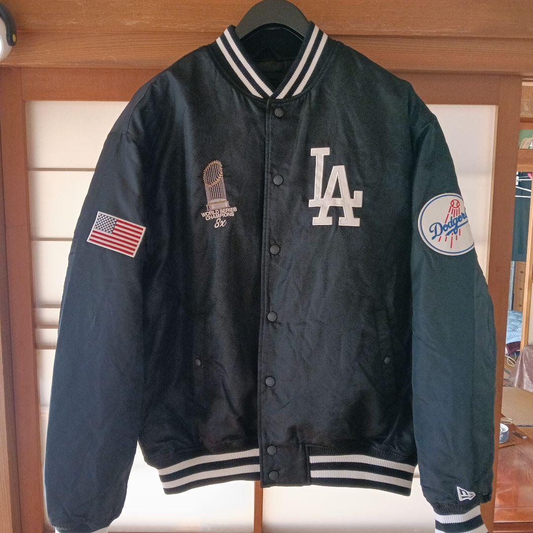 Los Angeles Dodgers スタジャン Los Angeles Dodgers Mashup Full-Snap Black Satin Varsity Jacket