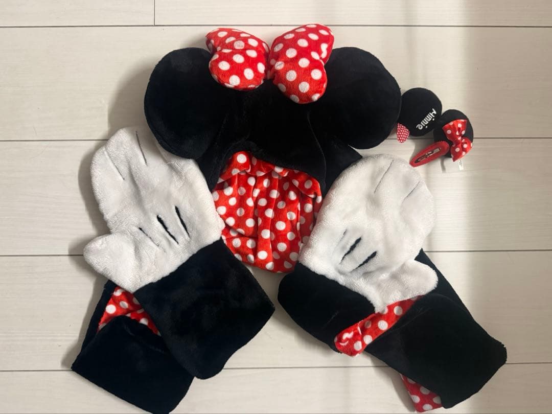 ミニーマウス ファンキャップ マフラー ミニー ヘアピン 2点セット