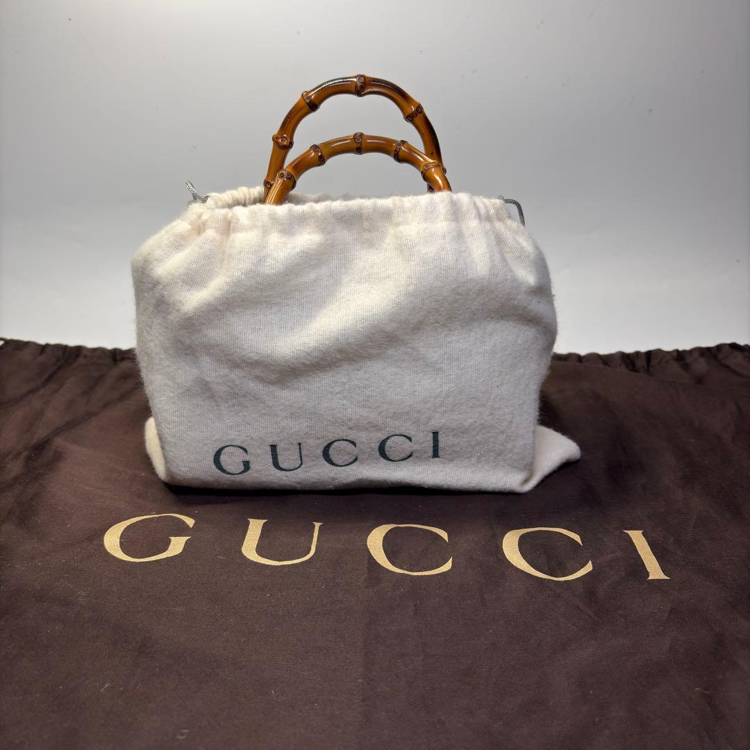 美品 グッチ バンブー 2WAY ミニ ボストンバッグ ヴィンテージ 黒 極小