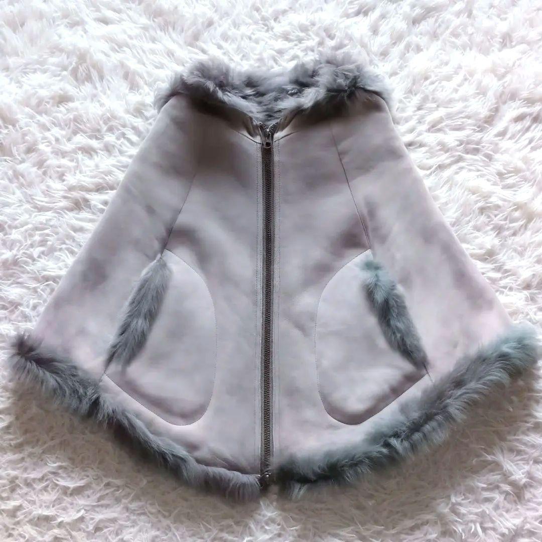 新品未使用✨羊革リアルムートン リバーシブルポンチョ ラムレザー