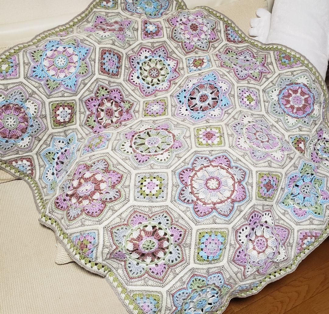 ペルシアンタイル☆マルチカバー　ブランケット　手編み ペルシアンタイル☆マルチカバー ブランケット 手編み 大判