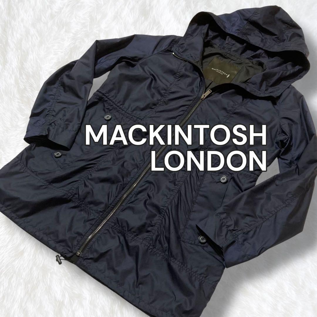 美品 マッキントッシュ ロンドン 撥水 ナイロンコート フーデッド ネイビー M 3レイヤーナイロン フーデッドアウター(コート)｜MACKINTOSH LONDON