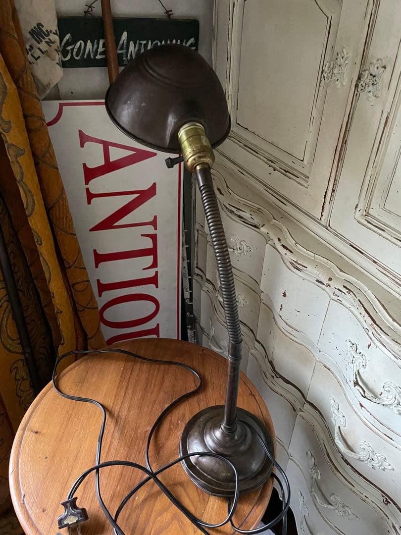 アンティーク　真鍮　グースネック　ランプ　デスク　テーブル　レア　アメリカ 照明 グースネックランプ -通販-ローズボールアンティークス