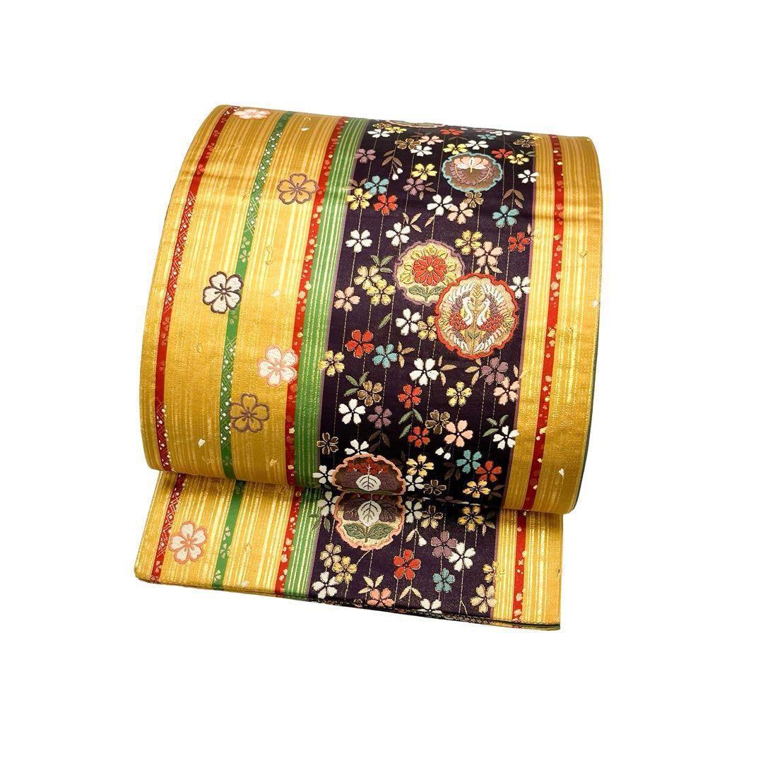 袋帯 枝垂桜 雪輪に花模様 鳥柄 金糸 振袖 O-4789 - メルカリ