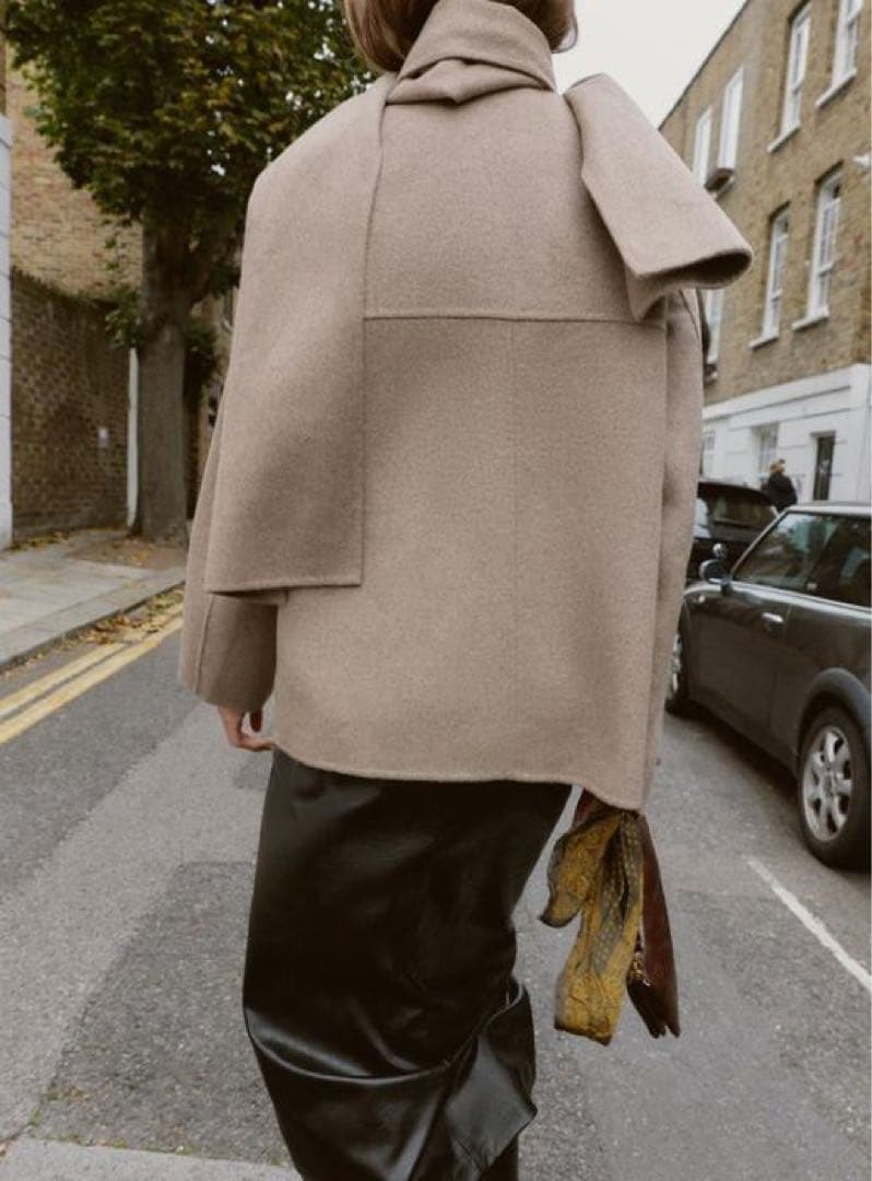 新品ZARA 今期25A/W ウール ショートスカーフコート M - メルカリ