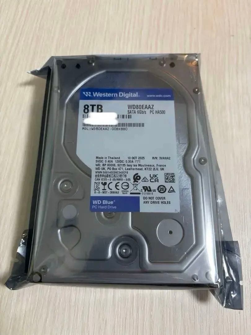 【新品】Western Digital WD80EAAZ 8TB 内蔵HDD WD80EAAZ [3.5インチ内蔵HDD / 8TB 5640rpm 256MBキャッシュ WD Blue