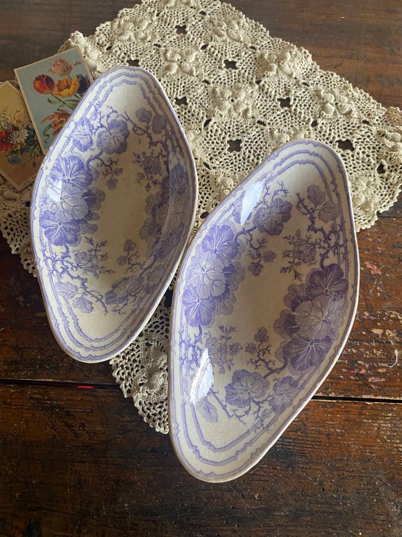 フランス　アンティーク　サルグミンヌ　ゼラニウムラヴィエ2枚 アンティーク ラヴィエ ゼラニウム GERANIUM フランス サルグミンヌ製