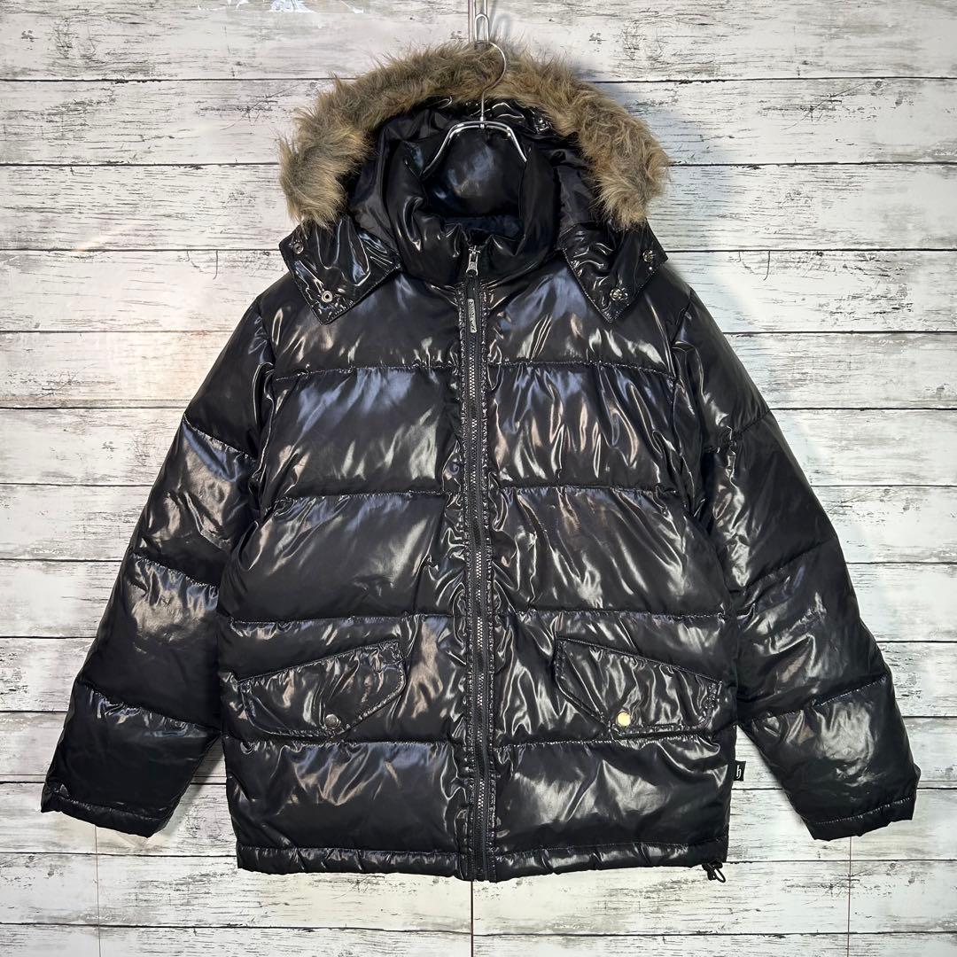 y2k DJ honda ファーダウンジャケット 黒 光沢 お兄系 00s - メルカリ