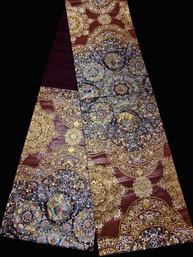 未使用】袋帯 華やかな細密織 宝相華 漆箔地 六通 柔らかめ - メルカリ