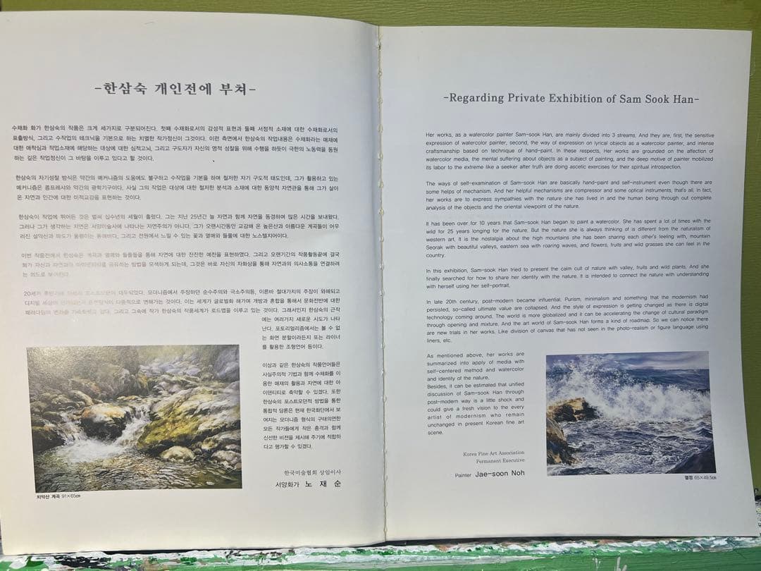 Han S am Sook 韓国女流作家、真作。 波うねる東海岸。