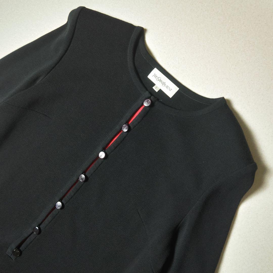 イヴサンローラン ニットワンピース 黒 エレガント YSL 上品 ヴィンテージ