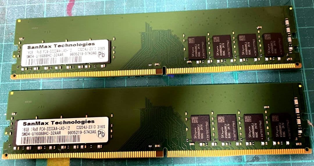 SanMax 32GB (16GB×2) DDR4 32GB メモリ SanMax SMD4-U32G48H-24R-D デスクトップ用 DDR4 32GB(16GBx2枚組