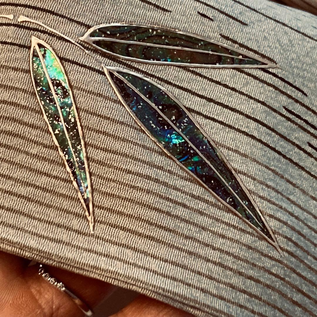 靖 122720宅　螺鈿小紋　竹　袷　着物 着物｜江戸小紋｜フランス縞 白黒｜石塚染工｜錐彫｜