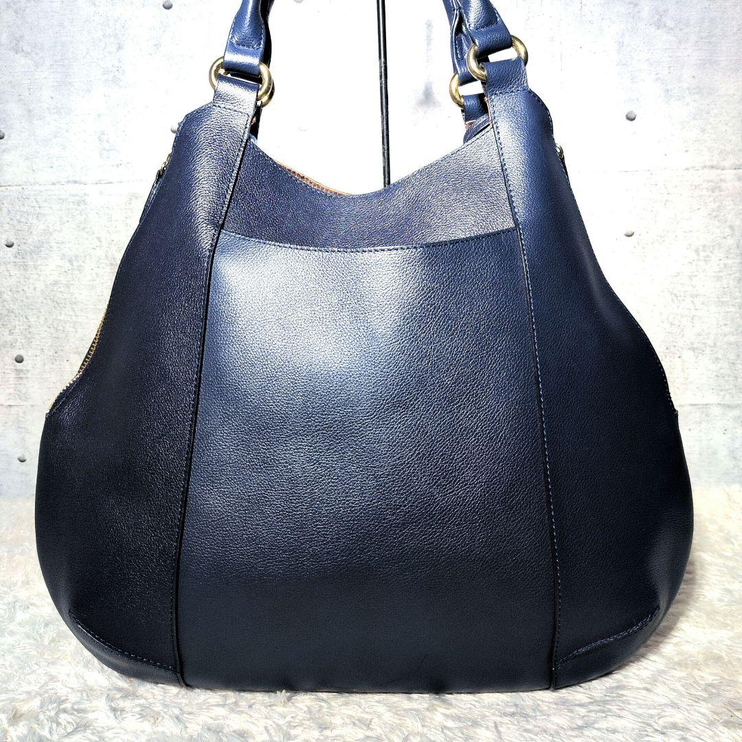 極美品 A4◎】ハマノ ペアシェイプ トートバッグ カデナ シボ革