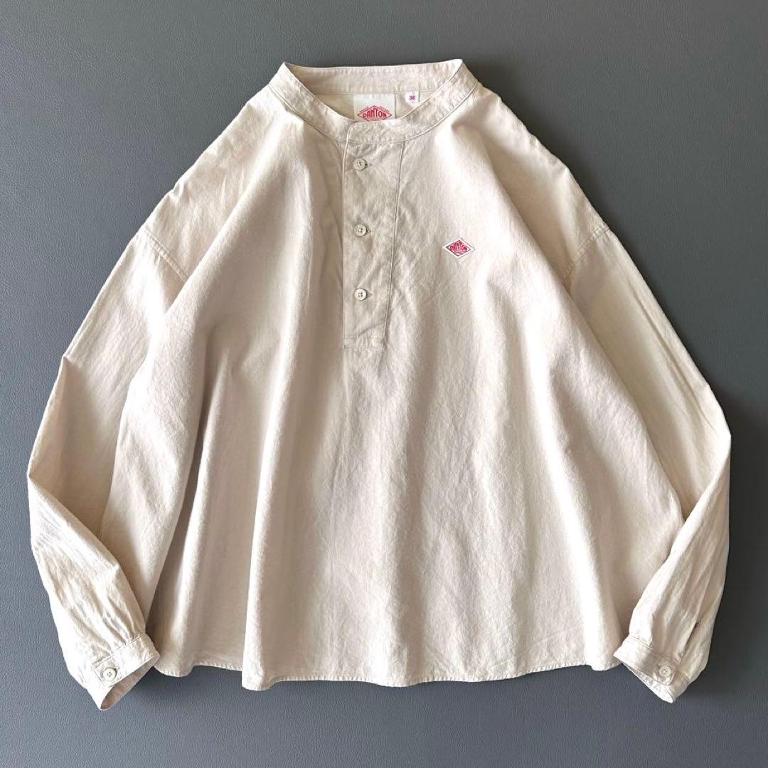 美品 ダントン ヘンリーネック プルオーバーシャツ 36 アイボリー ◇[DT-B0304OCV] DANTON(ダントン) ヘンリーネックプルオーバーシャツ