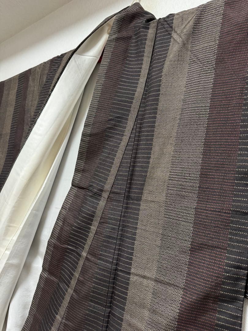 銘品新品】日本三大紬「信州上田紬」漢方草木染「総絣織」トール寸