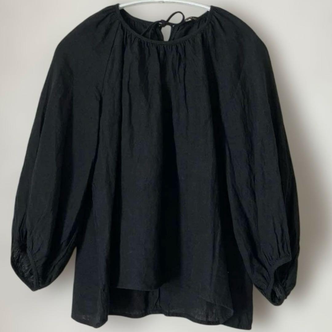 R&D.M.Co-オールドマンズテーラー リネン スモッグブラウス ブラック