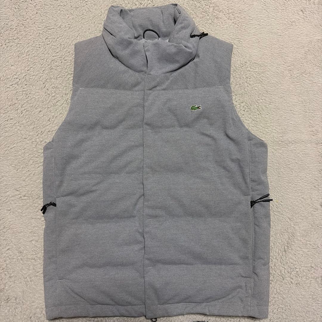 LACOSTE ピケ　ダウンベスト　Down Vest ラコステ　48 S RDS認証ダウン 耐水透湿 ハイネック ジップアップ ピケダウンベスト