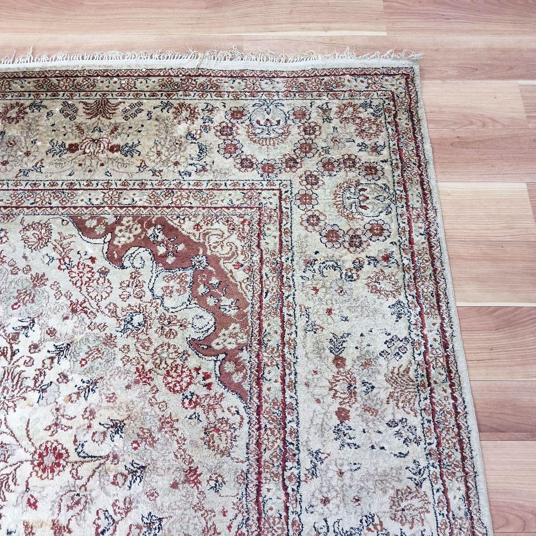 Y3248 中国シルク絨毯 シルク100% 手織り150段 大判3m越え